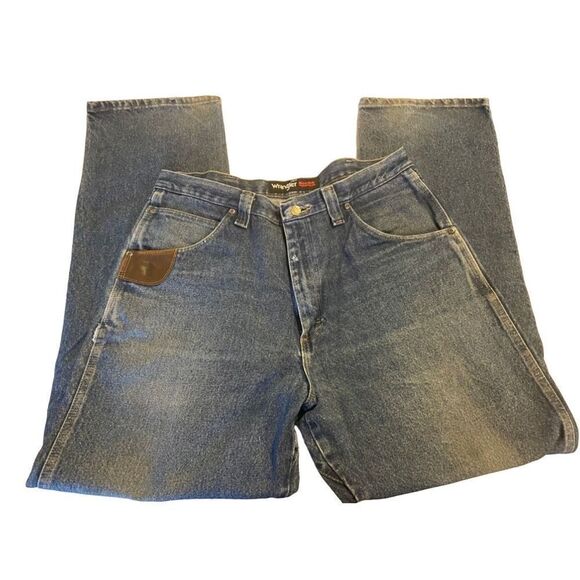 Wrangler Men's Riggs Workwear Jeans Leather Hook Tool Pockets Denim Straight Leg - Picture 13 of 14